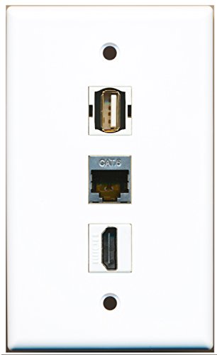 RiteAV - 1 Port HDMI and 1 Port USB A-A and 1 Port Shielded Cat6 Ethernet Wall Plate