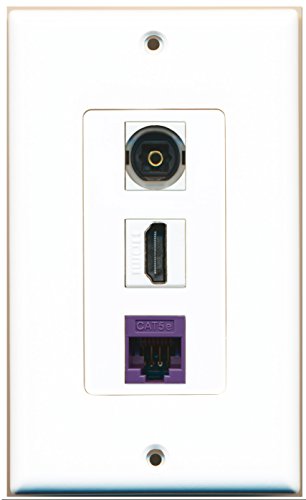 RiteAV - 1 Port HDMI 1 Toslink 1 Cat5e Ethernet Purple Wall Plate Decorative