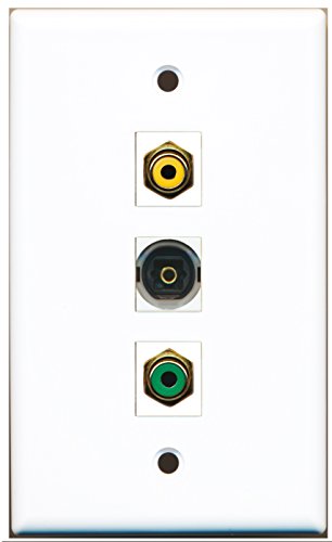 RiteAV - 1 Port RCA Yellow and 1 Port RCA Green and 1 Port Toslink Wall Plate