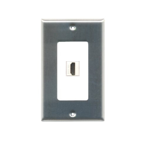 RiteAV - Stainless Steel 1 HDMI Port Wall Plate White Decorative
