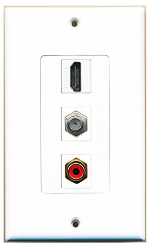 RiteAV - 1 Port HDMI and 1 Port RCA Red and 1 Port Coax Cable TV- F-Type Decorative Wall Plate Decorative