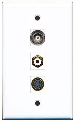 RiteAV - 1 Port RCA White and 1 Port S-Video and 1 Port BNC Wall Plate