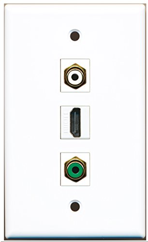 RiteAV - 1 Port HDMI 1 RCA White 1 RCA Green Wall Plate