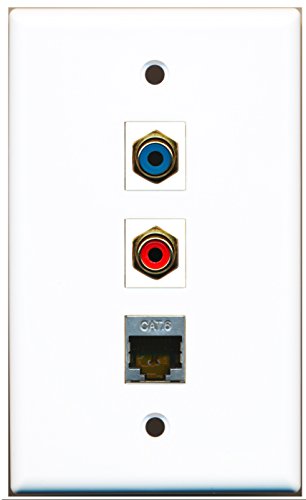 RiteAV - 1 Port RCA Red and 1 Port RCA Blue and 1 Port Shielded Cat6 Ethernet Wall Plate