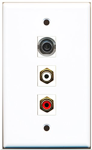 RiteAV - 1 Port RCA Red and 1 Port RCA White and 1 Port 3.5mm Wall Plate