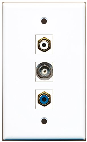 RiteAV - 1 Port RCA White and 1 Port RCA Blue and 1 Port BNC Wall Plate