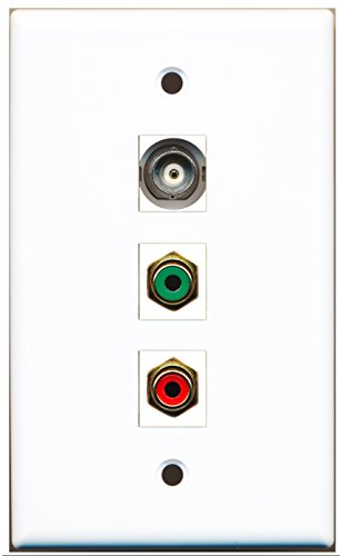 RiteAV - 1 Port RCA Red and 1 Port RCA Green and 1 Port BNC Wall Plate
