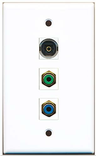 RiteAV - 1 Port RCA Green and 1 Port RCA Blue and 1 Port Toslink Wall Plate