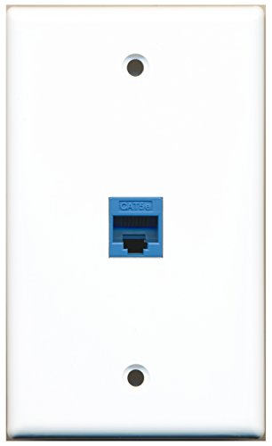 RiteAV - 1 Port Cat5e Ethernet Blue Wall Plate White RAV1003