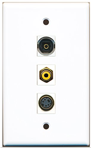 RiteAV - 1 Port RCA Yellow and 1 Port S-Video and 1 Port Toslink Wall Plate