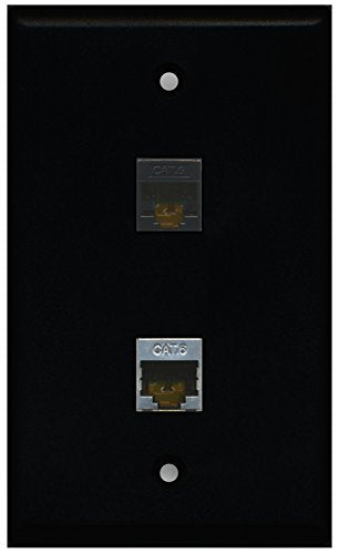 RiteAV - Black 1 Port Shielded Cat6 Ethernet 1 Port Cat6 Ethernet Black Wall Plate