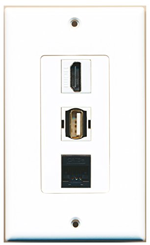 RiteAV - 1 Port HDMI and 1 Port USB A-A and 1 Port Cat5e Ethernet Black Decorative Wall Plate Decorative