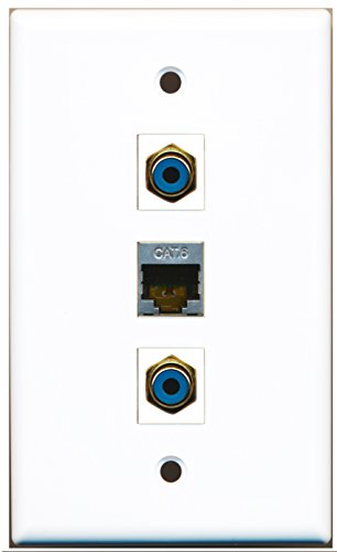 RiteAV - 2 Port RCA Blue and 1 Port Shielded Cat6 Ethernet Wall Plate