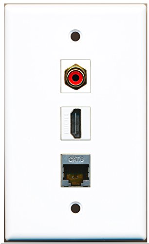 RiteAV - 1 Port HDMI and 1 Port RCA Red and 1 Port Shielded Cat6 Ethernet Wall Plate