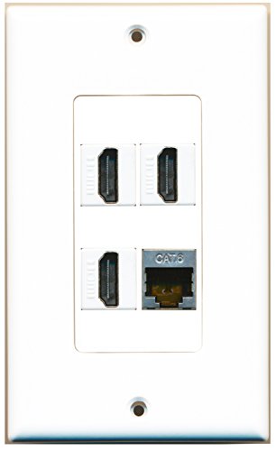 RiteAV - 3 Port HDMI 1 Port Shielded Cat6 Ethernet Wall Plate Decorative