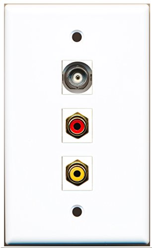RiteAV - 1 Port RCA Red and 1 Port RCA Yellow and 1 Port BNC Wall Plate