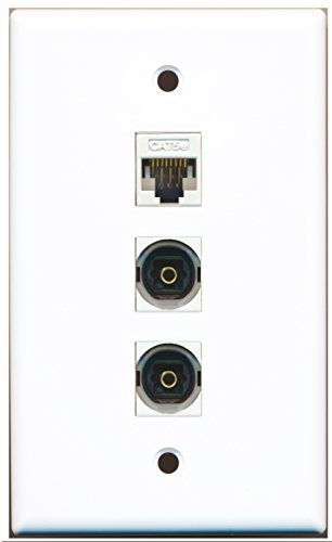 RiteAV - 2 Port Toslink and 1 Port Cat5e Ethernet White Wall Plate