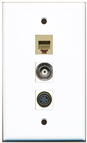 RiteAV - 1 Port Phone RJ11 RJ12 Beige and 1 Port S-Video and 1 Port BNC Wall Plate