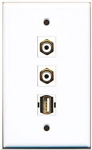 RiteAV - 2 Port RCA White and 1 Port USB A-A Wall Plate