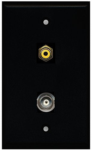 RiteAV - Black 1 Port RCA Yellow 1 Port BNC Wall Plate