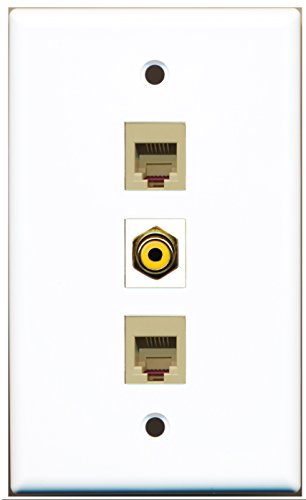RiteAV - 1 Port RCA Yellow 2 Port Phone RJ11 RJ12 Beige Wall Plate