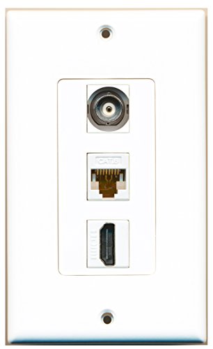 RiteAV - 1 Port HDMI and 1 Port BNC and 1 Port Cat6 Ethernet White Decorative Wall Plate Decorative
