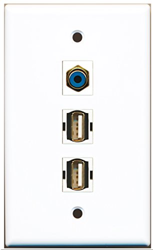 RiteAV - 1 Port RCA Blue 2 Port USB A-A Wall Plate