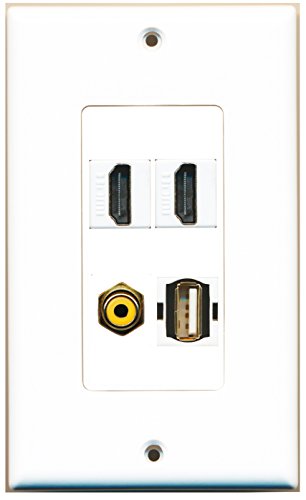 RiteAV - 2 Port HDMI 1 Port RCA Yellow 1 Port USB A-A Wall Plate Decorative
