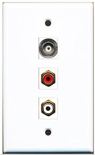 RiteAV - 1 Port RCA Red and 1 Port RCA White and 1 Port BNC Wall Plate