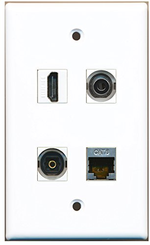 RiteAV - 1 Port HDMI 1 Port Shielded Cat6 Ethernet 1 Port Toslink 1 Port 3.5mm Wall Plate