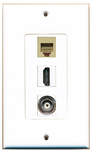 RiteAV - 1 Port HDMI and 1 Port Phone RJ11 RJ12 Beige and 1 Port BNC Decorative Wall Plate