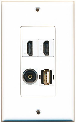 RiteAV - 2 Port HDMI 1 Port USB A-A 1 Port Toslink Wall Plate Decorative