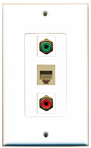 RiteAV - 1 Port RCA Red and 1 Port RCA Green and 1 Port Phone RJ11 RJ12 Beige Decorative Wall Plate Decorative