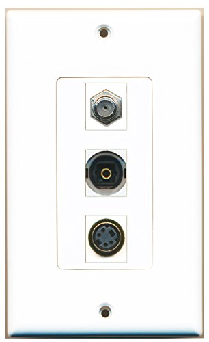 RiteAV - 1 Port Coax Cable TV- F-Type and 1 Port S-Video and 1 Port Toslink Decorative Wall Plate Decorative