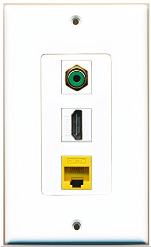 RiteAV - 1 Port HDMI 1 RCA Green 1 Cat5e Ethernet Yellow Wall Plate Decorative