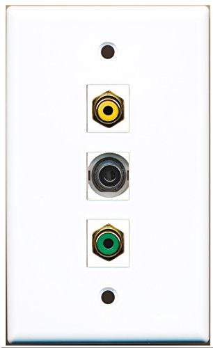 RiteAV - 1 Port RCA Yellow and 1 Port RCA Green and 1 Port 3.5mm Wall Plate