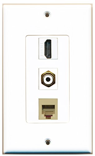 RiteAV - 1 Port HDMI and 1 Port RCA White and 1 Port Phone RJ11 RJ12 Beige Decorative Wall Plate Decorative