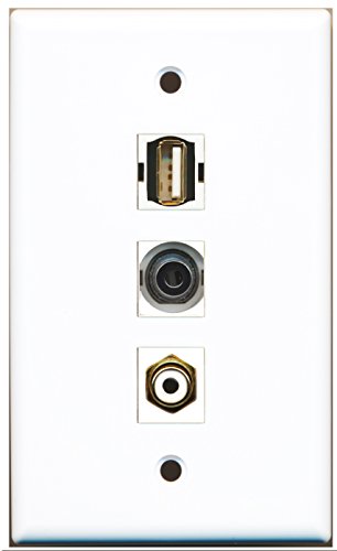 RiteAV - 1 Port RCA White and 1 Port USB A-A and 1 Port 3.5mm Wall Plate