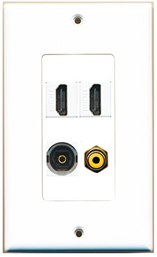 RiteAV - 2 Port HDMI 1 Port RCA Yellow 1 Port Toslink Wall Plate Decorative