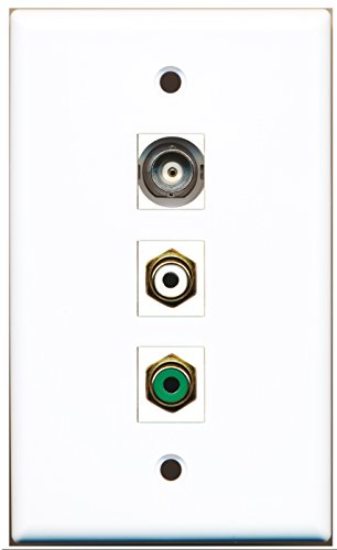 RiteAV - 1 Port RCA White and 1 Port RCA Green and 1 Port BNC Wall Plate