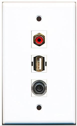 RiteAV - 1 Port RCA Red and 1 Port USB A-A and 1 Port 3.5mm Wall Plate