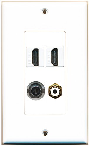 RiteAV - 2 Port HDMI 1 Port RCA White 1 Port 3.5mm Wall Plate Decorative