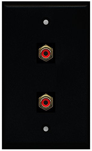 RiteAV - Black 2 Port RCA Red Wall Plate