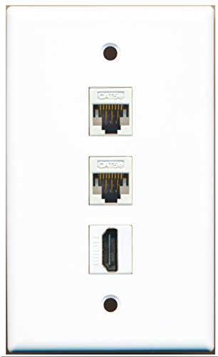 RiteAV - 1 Port HDMI 2 Port Cat5e Ethernet White Wall Plate
