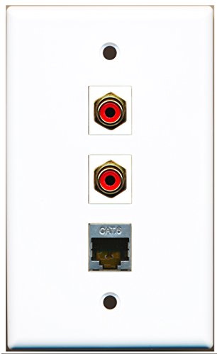 RiteAV - 2 Port RCA Red and 1 Port Shielded Cat6 Ethernet Wall Plate