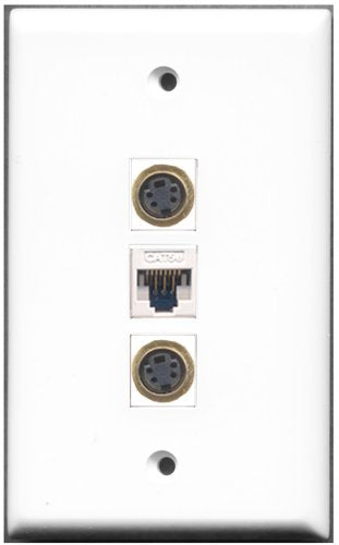 RiteAV - 2 Port S-Video 1 Cat5e Ethernet White Wall Plate