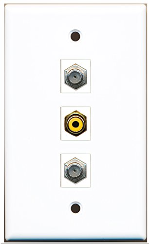 RiteAV - 1 Port RCA Yellow 2 Port Coax Cable TV- F-Type Wall Plate