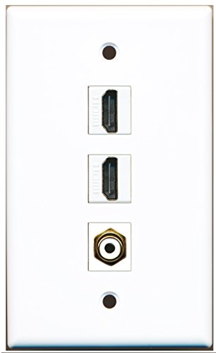 RiteAV - 2 Port HDMI and 1 Port RCA White Wall Plate
