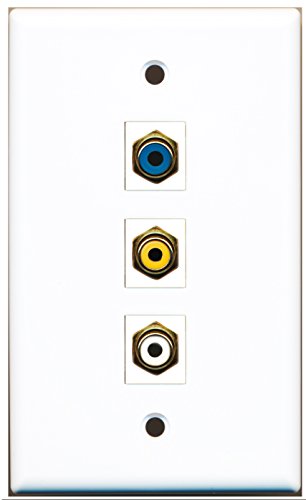 RiteAV - 1 Port RCA White and 1 Port RCA Yellow and 1 Port RCA Blue Wall Plate