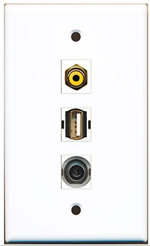 RiteAV - 1 Port RCA Yellow and 1 Port USB A-A and 1 Port 3.5mm Wall Plate